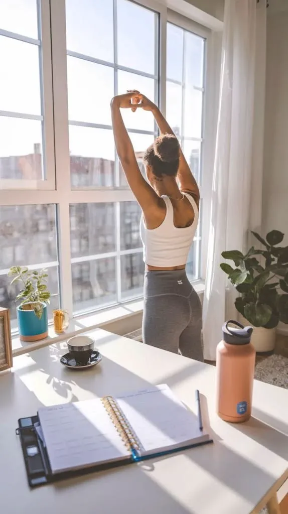 Seated hip flexor stretch at desk edge